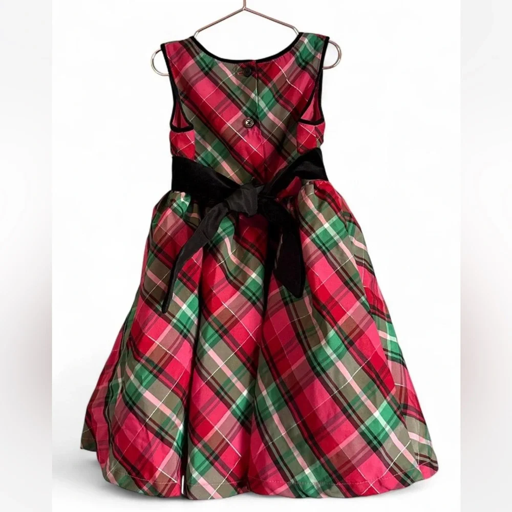 OshKosh B’gosh 2T Girls Red Green and Black‎ Velvet Trim